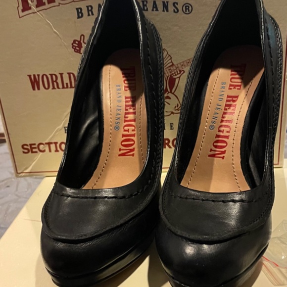 Brand new true religion black leather platform heels - Picture 7 of 7